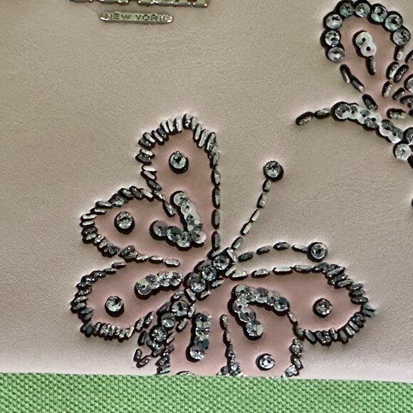 COACH CORNER ZIP WRISTLET LEATHER WITH SPARKLY BUTTERFLY PRINT:NWT CCJ72 - Picture 5 of 11